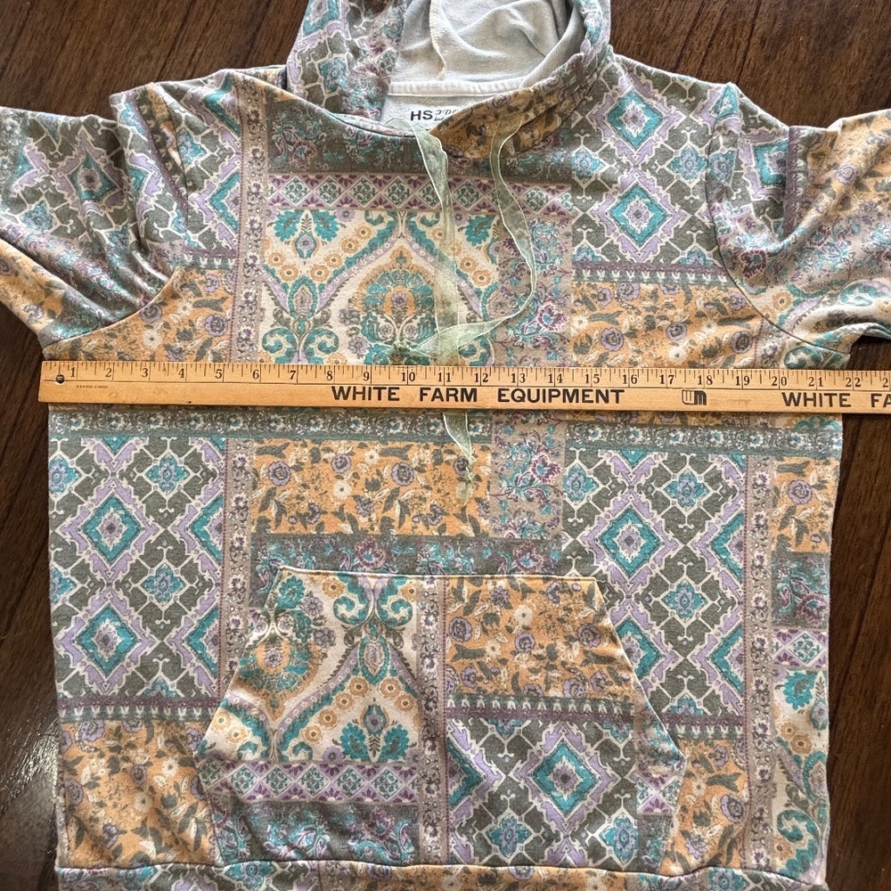 HS Idol lightweight multi colour patterned hoodie with front pocket size LG - Picture 11 of 15